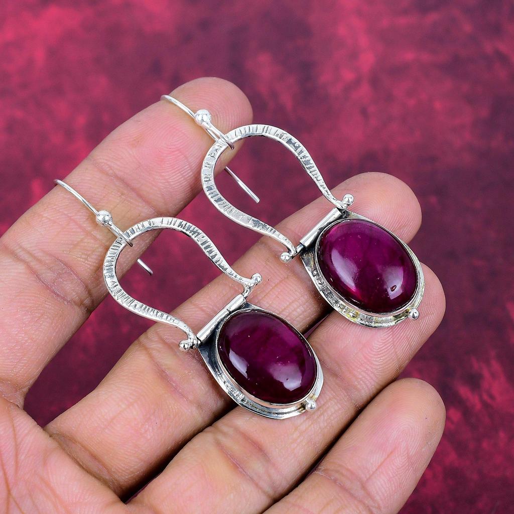 Pink Flash Labradorite Handmade Silver Earrings, 925 Sterling Silver Boho  Earrings, Beautiful Rutile Gemstone Earrings Gift For Love