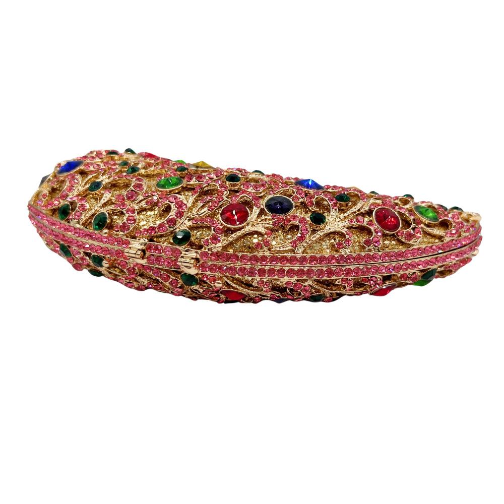 Women Gold Crystal Evening Clutch Bags WHTUOHENG Wedding Corn Party Cocktail Rhinestone Minaudiere Handbags Day Clutches Bags