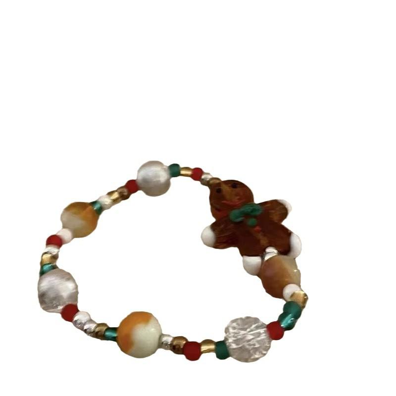 Bracelet de Noël en Pain d'Épices - Design Festif Bijou de Main