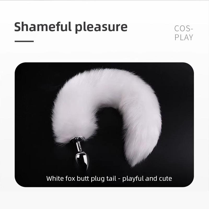 Metal Anal Plug with Soft Fox Tail for Men Women Wearable Intimate Toy for Cosplay Roleplay Sensual Massage Adult Bedroom Fun