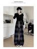 Women's High-End Retro Plaid Velvet Pants: Loose, Slimming Straight-Leg, Casual Wide-Leg Long Pants