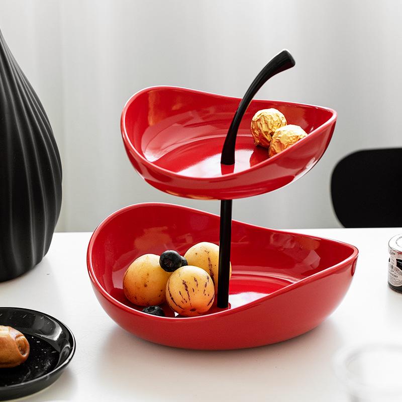 

Fruit Shape Design Decorative Fruit Plate Decorative Countertops Light Luxury High-End Multi-layerCeramic Fruit Plate Home красный