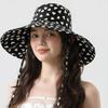 Women's Foldable Heart Print Bucket Hat Casual Sweet Fisherman Cap with Rope Bow Summer Sunshade Hat