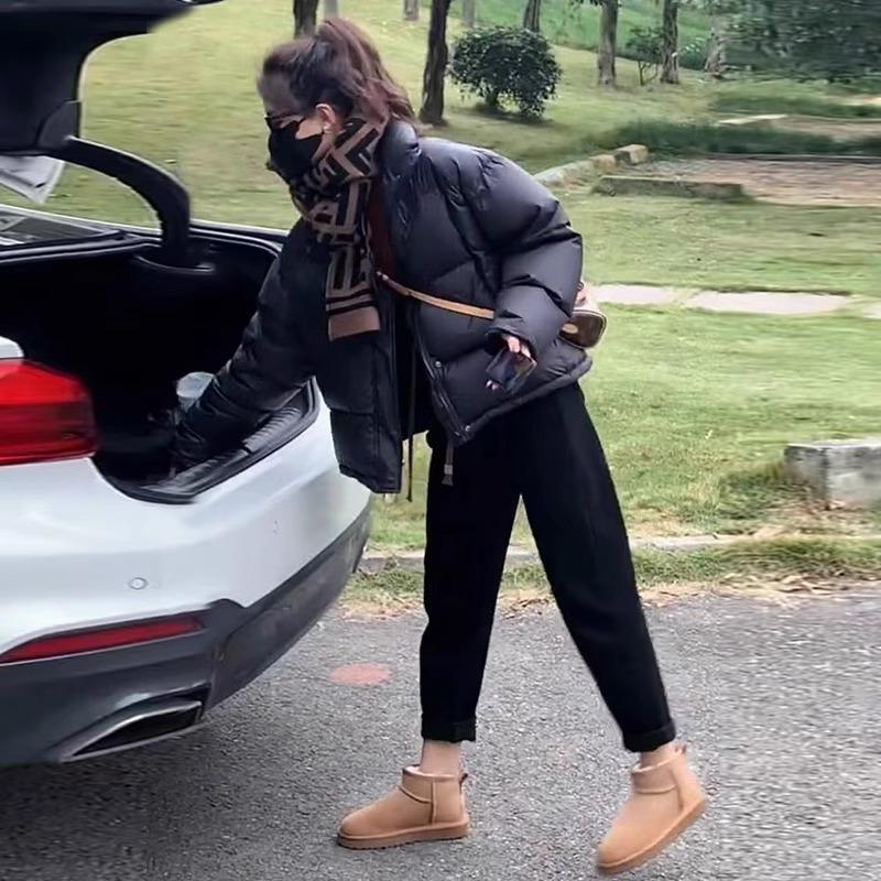 

Черная короткая куртка-пуховик для невысоких женщин зимой, новый стиль, утолщенный воротник-стойка, белая куртка-пуховик на утином пуху 2XL