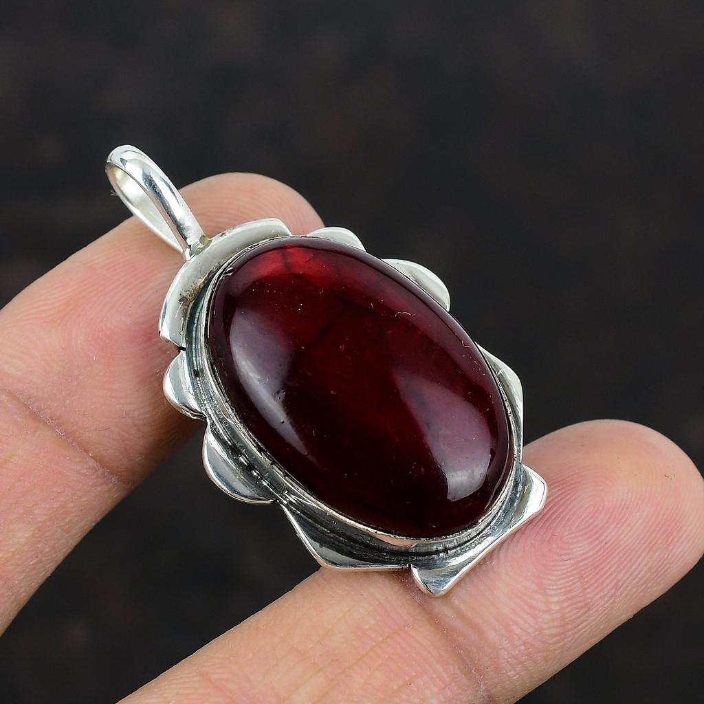 Red Fire Labradorite Gemstone Pendant Dainty Pendant 925 Sterling Silver Pendant Handmade Jewelry Anniversary Gift For Him Stylish Pendant