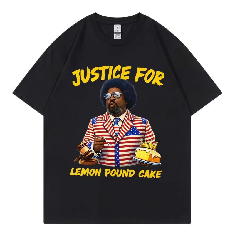 Afro Justice for Lemon Pound Cake Funny Meme T-shirt Fashion Y2k Short Sleeve T Shirts Men Women Casual Loose Cotton T-shirts S разноцветный