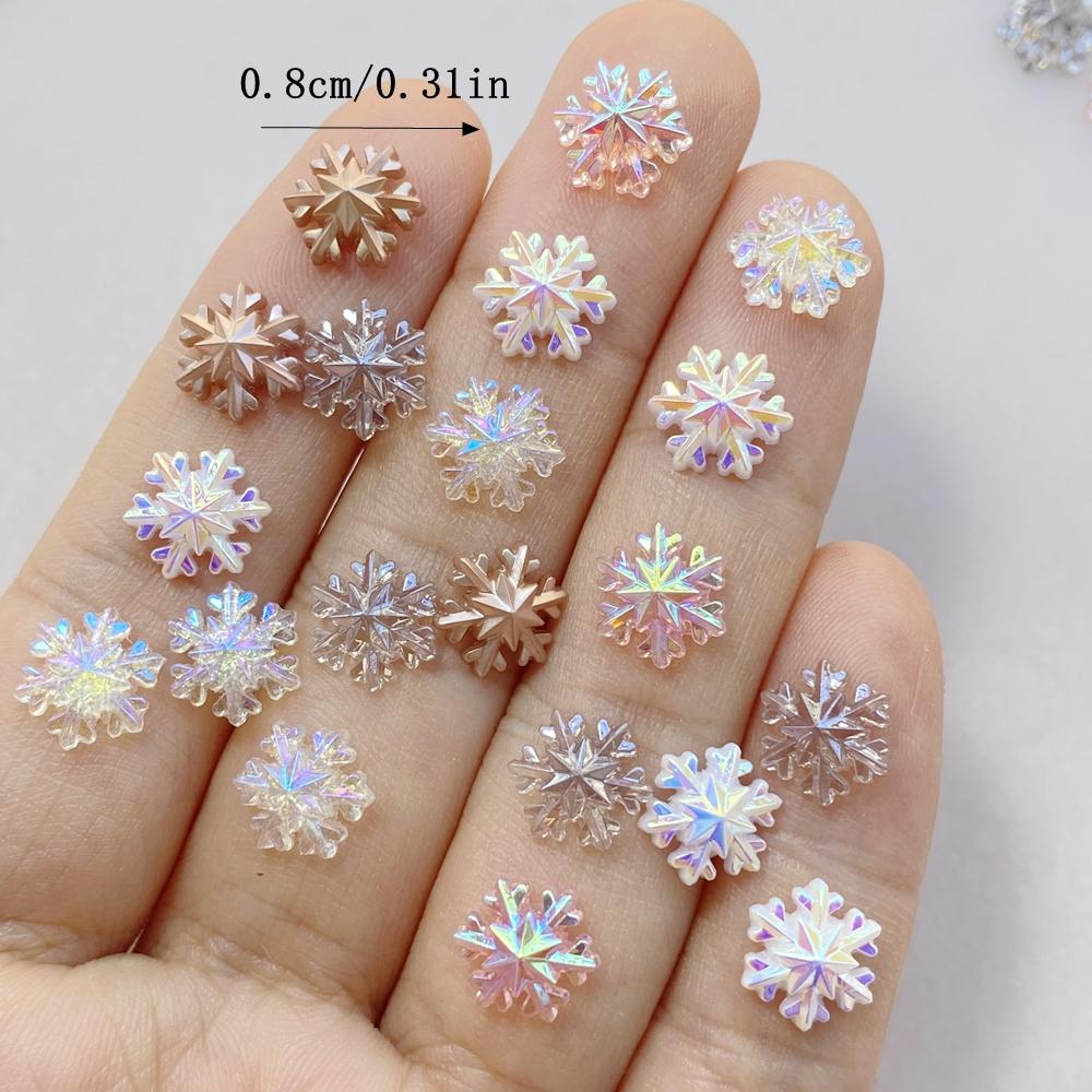 50 Stück Niedliche Cartoon Mini Farbige Schneeflocken Nailart Harz Designer Charms DIY Basteln Für Nagel 3D Dekorationen Schmuck