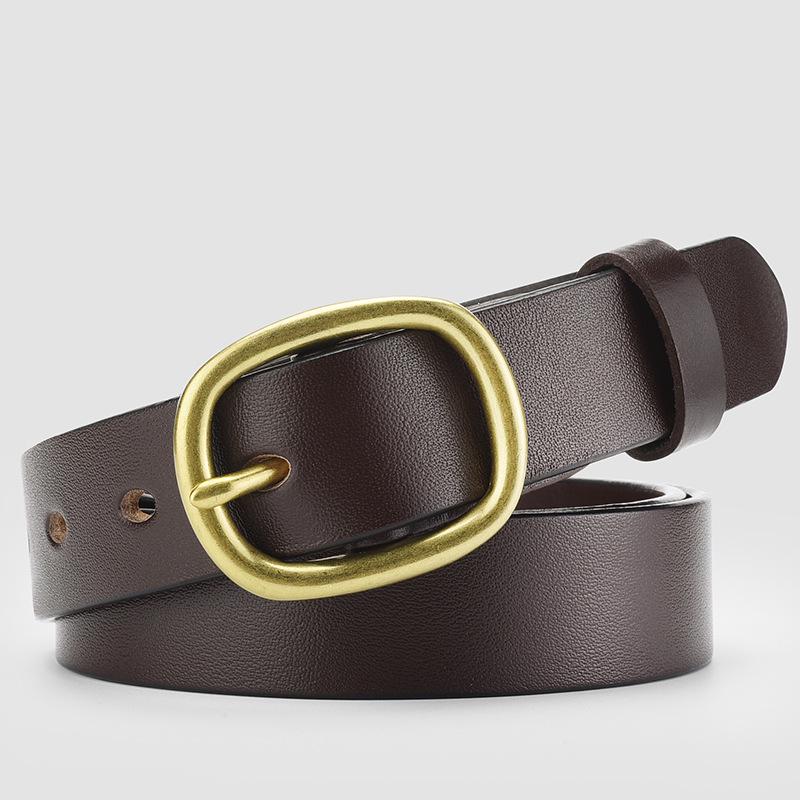

Women s Genuine Leather Pin Buckle Belt - 2026 Fashion for Jeans, Head Top Layer Cowhide 105 cm кавовий