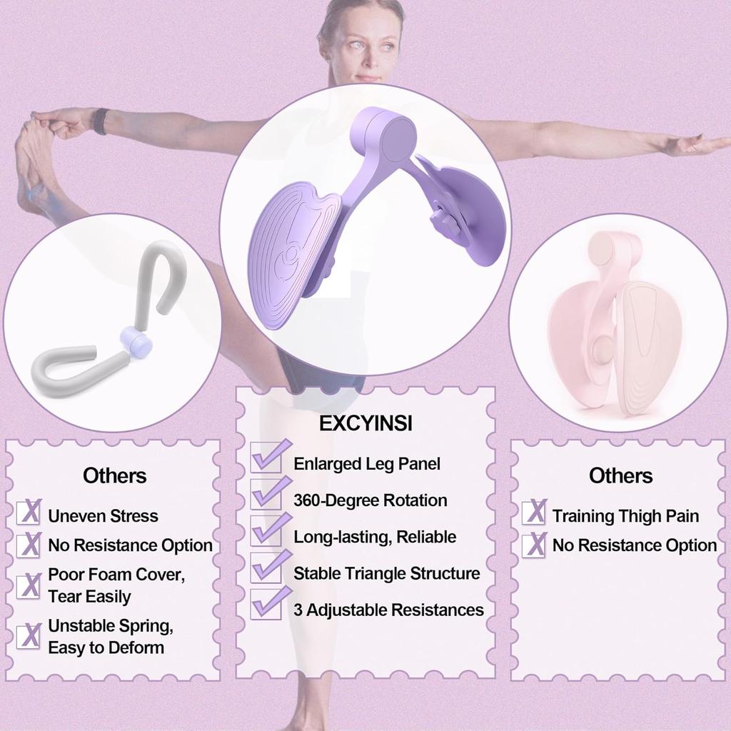 Inner Thigh Exerciser - 3 Adjustable Resistance, 360° Rotation - Pelvic Floor Muscle Repair Trainer, Kegel Exerciser for Thigh, Butt, Arm, Exercise