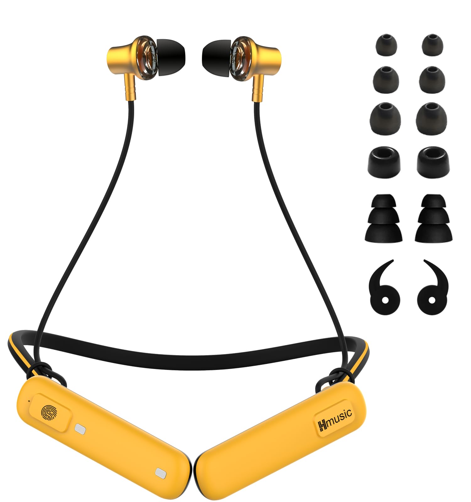 

Hmusic Neckband Earphones, Bluetooth 5.4 [3-Level Hearing Protection x IP67 Dustproof & Waterproof], 80 Hours of Continuous Playback, Japanese Voice