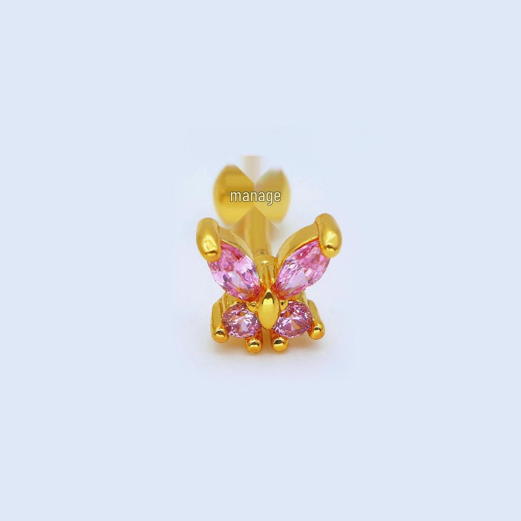 Unisex Fairy Zircon Studs: Ear, Nose, Tongue & Lip Piercing Jewelry