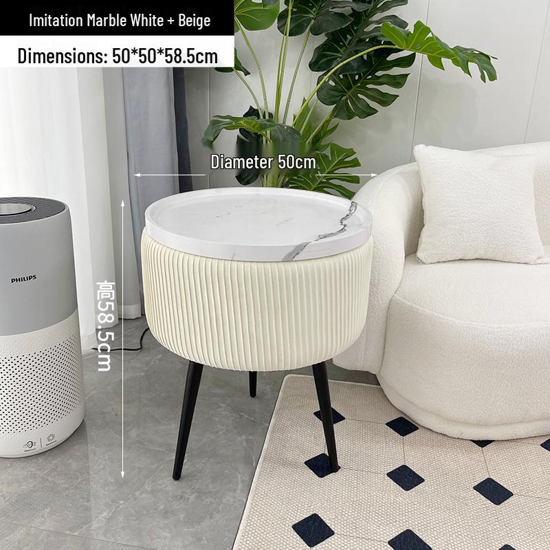 Stylish Compact Storage Combo: Round Coffee Table & Sofa Side Table Set