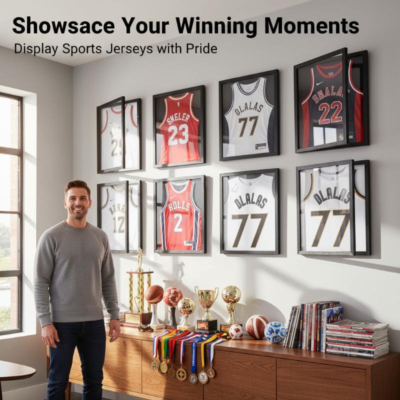 1 ks Dřevěný nástěnný rám na dres s magnetickým víkem Vitrína na dresy Pro vystavení fotbalových a basketbalových dresů