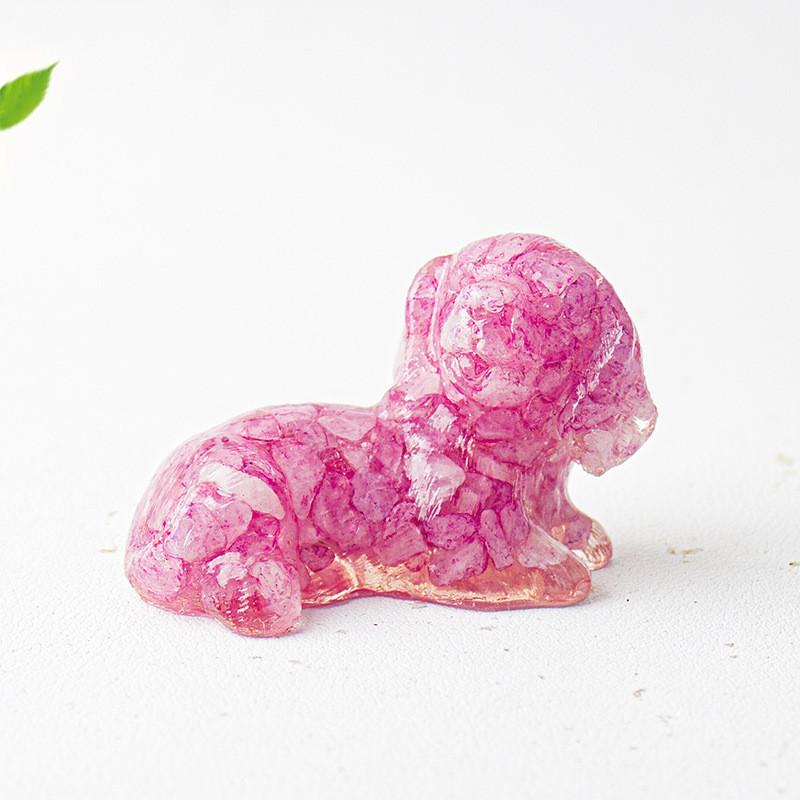 Crystal Resin Dog Face Decor With Natural Gemstone For Office And Home Tabletop Gift