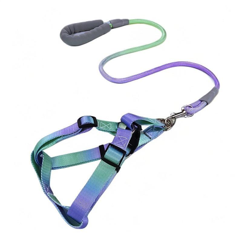 

Постепенный цветной поводок для собак с поводком и набором поводков для собак, нейлоновая регулируемая шлейка для собак, поводок для прогулок, ремень, маленький, средний, большой XL(12-28KG)