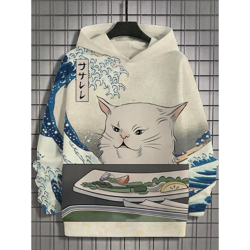 Toamna și iarna Animal Art Men's Hanorac Stil japonez Harajuku Fashion Casual Sport Hanorac Model Toamna și iarna