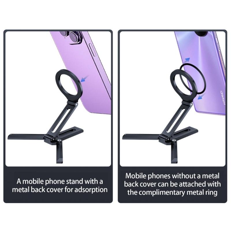 Travel Phone Holder Tripod Magnetic Phone Mount Portable Aluminum Clip  for Handfree Viewing Live Streaming