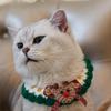 Festive Santa Claus Wool Knitted Pet Collar with Bells and Reindeer Scarf for Cats and Dogs