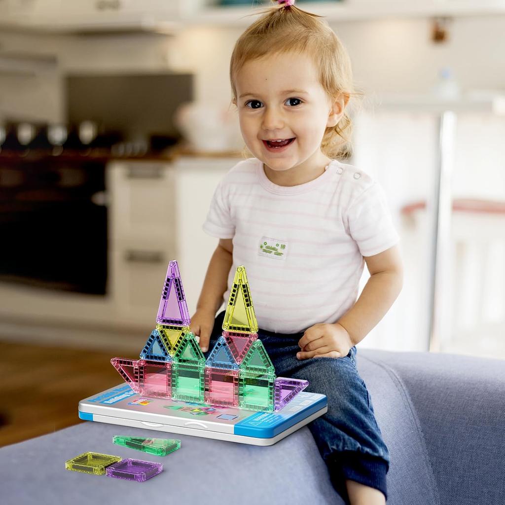 Magnetic Tiles Construction Set 42pcs Travel Toy for Kids Portable Travel MINI Magnetic Tiles Toy Magnetic Kit Montessori Toy Gift for 3+ Years Toddle