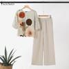 ZANZEA Lässige Zweiteiler-Sets mit Bluse und Hose für Damen mit Print