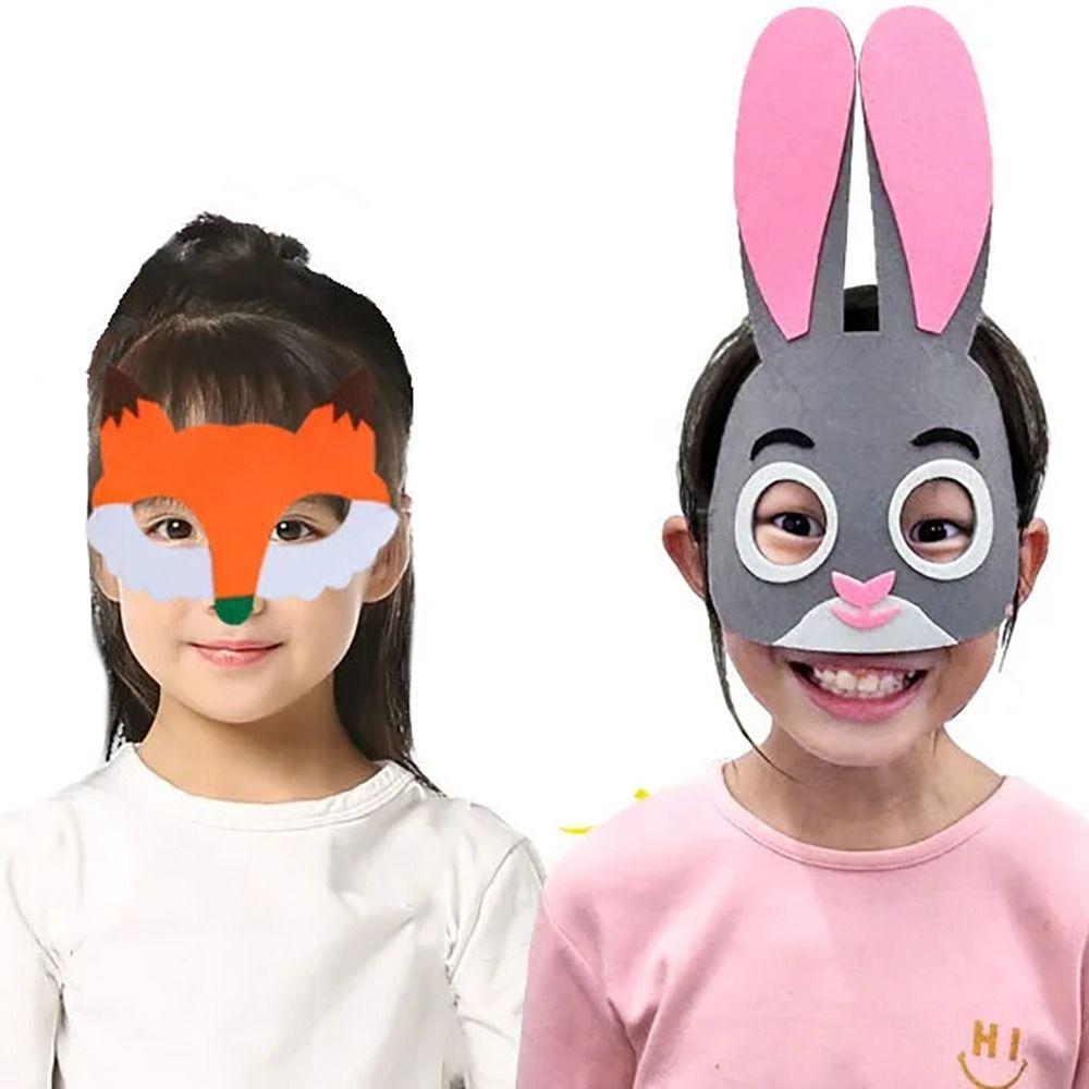 4 Pezzi Materiale Feltro Maschera Animale in Feltro Regalo Giorno dei Bambini Maschera Cosplay Animale Festa Safari