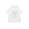 Oversized T Shirt Black Heart Pattern Graphic Print Casual Wear for Women Summer Fashion Street Style Top