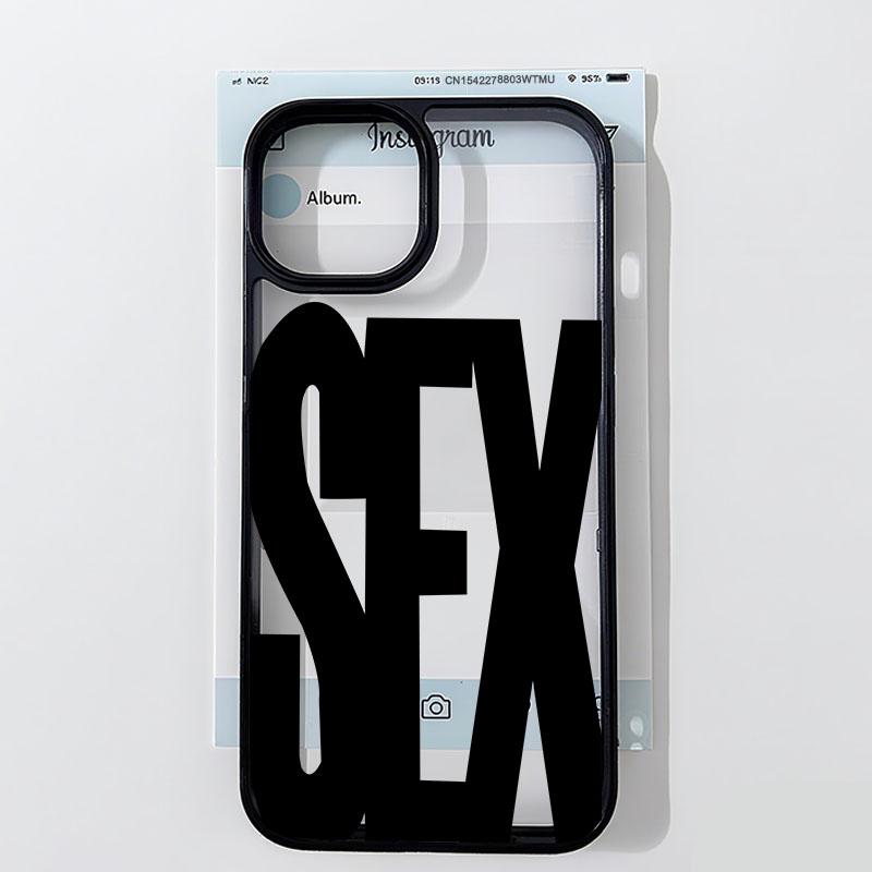 Simple Wine Red Black Letters Sex Pattern Phone Case For iPhone 15 16 17 Pro 14 13 12 11 XS Max 8 7 Plus Cute Clear Hard Cover iphone 11 Pro