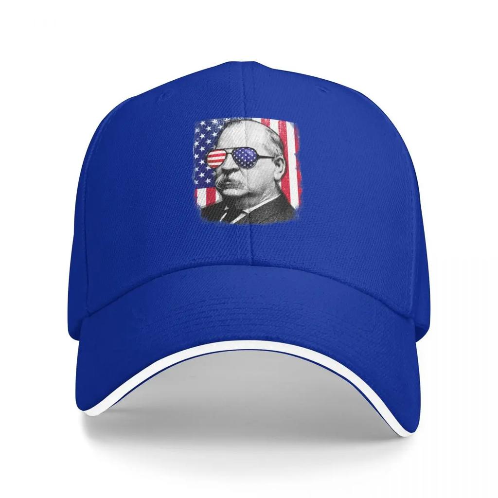 Grover Cleveland US flag TShirt 4th of July Baseball Cap Gentleman Hat Wild Ball Hat Hip Hop Women Hats Men's