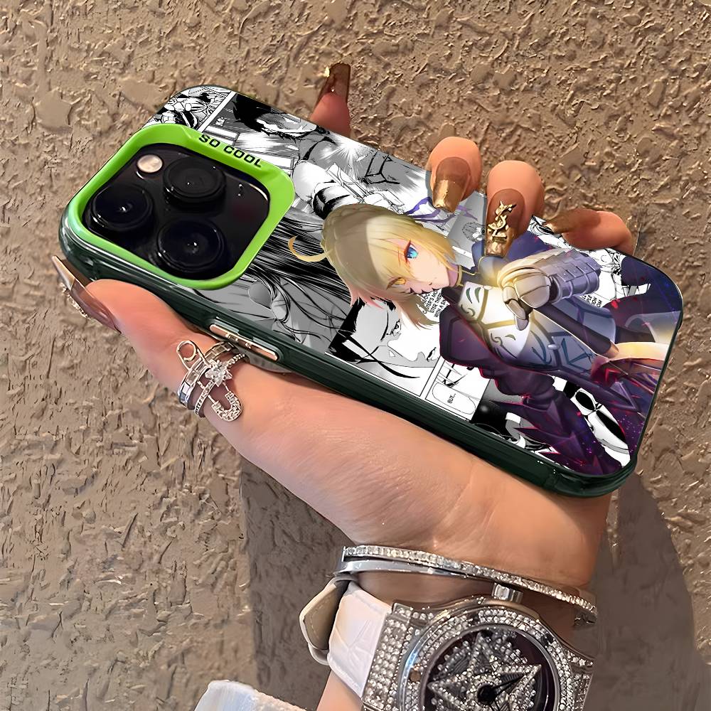 Anime Cool S-Saber Handyhülle Für IPhone 17 16 15 14 13 12 11 Plus Pro Max Mehrfarbig Aurora Laser Stoßfest Funda Cover