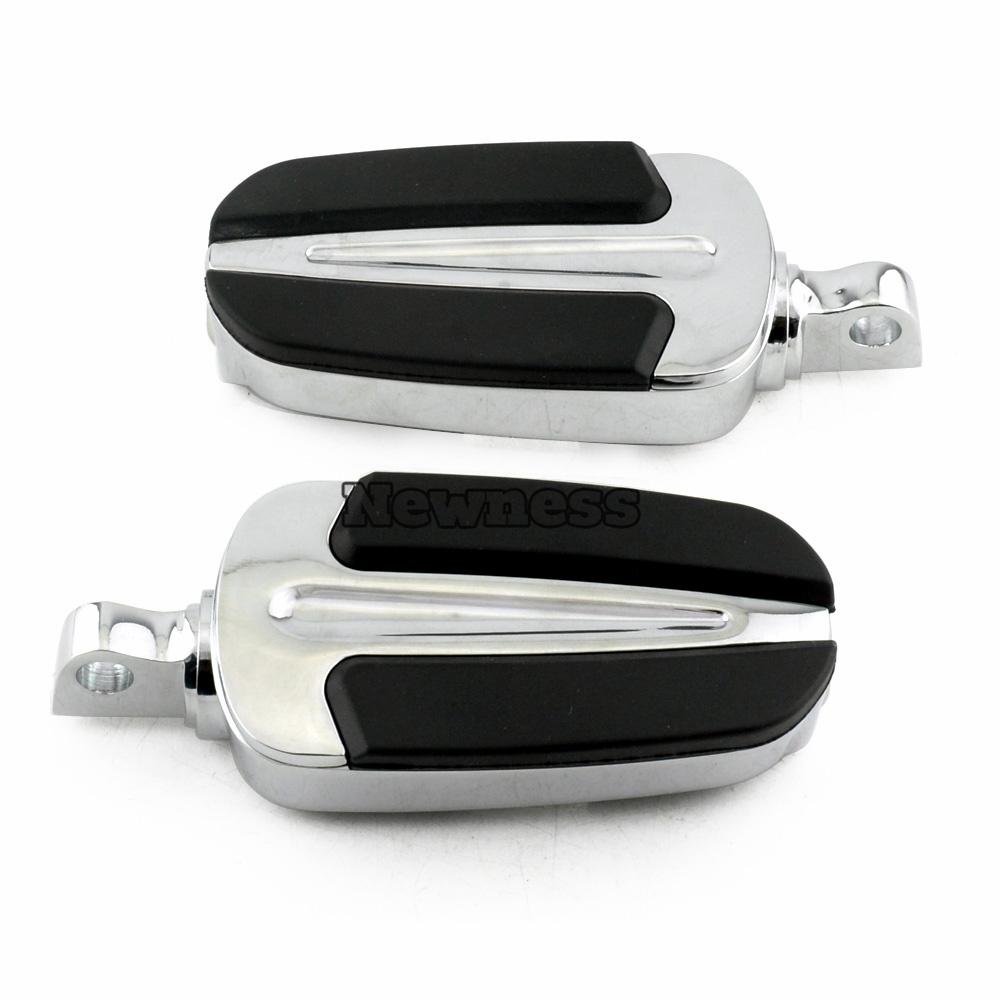 CNC Deep Edge Cut Footrest Pegs For Harley Touring Sportster Dyna Softail – Black Chrome