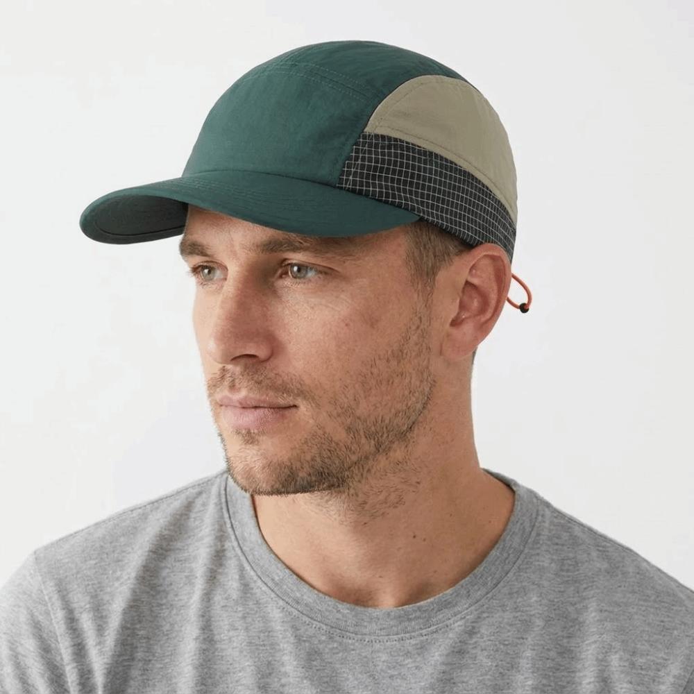 Retro 5-panel Quick-drying Baseball Cap Soft Brim Plaid Running Caps Breathable Peaked Cap Men