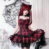 Halloween Cosplay Dress with Zipper Punk Red and Black [Milky Time] Pattern, Style, Lace, (Lace)