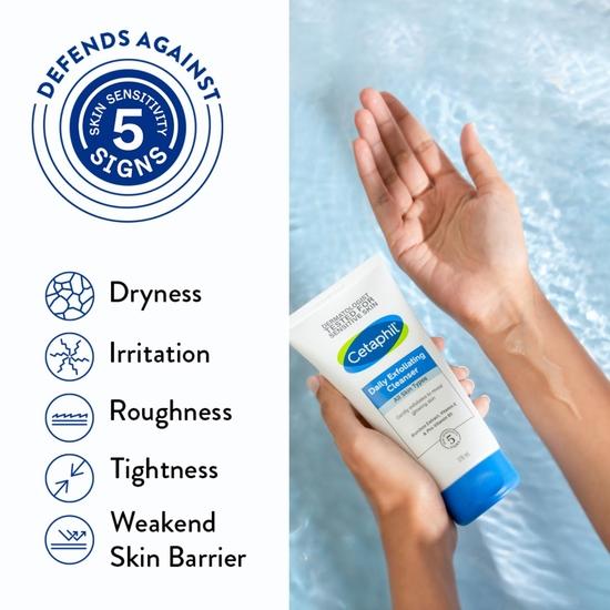 Cetaphil Face Wash Daily Exfoliating Cleanser For All Skin Types, 178ml Exfoliating Face Scrub With Vitamin E, B5 & Bamboo Extract