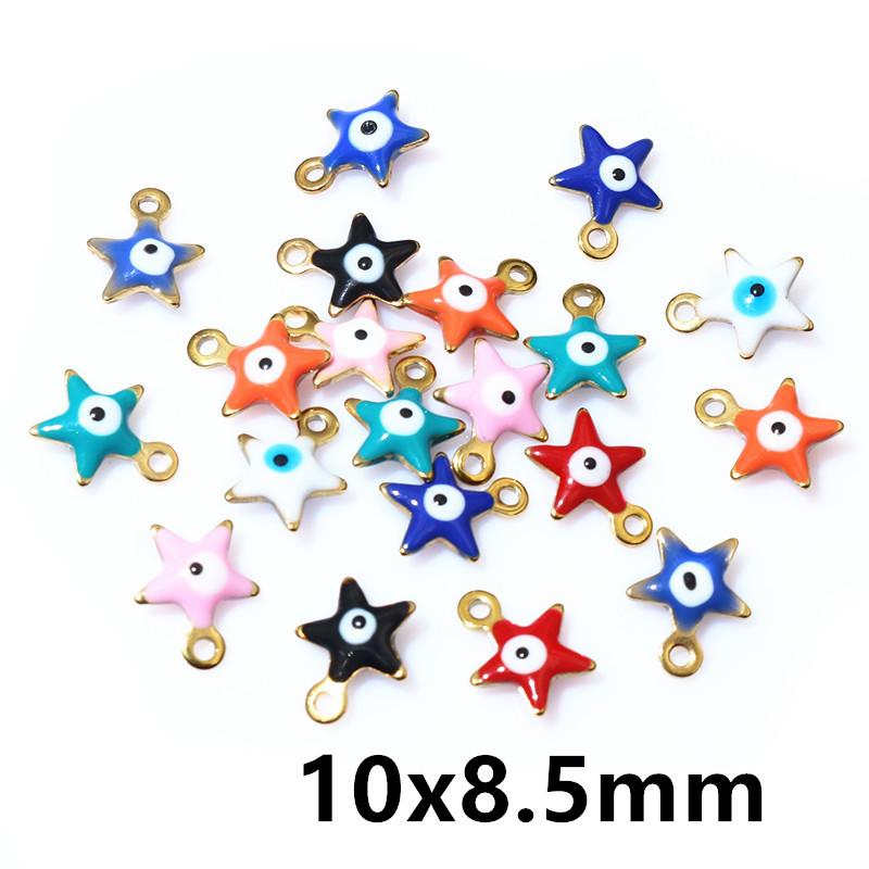 20pcs Random Mix Cute Stainless Steel Enamel Charms Pendant Fish Starfish Flower Evil Eyes DIY Jewelry Making Accessories