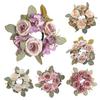 Artificial Rose Wreath Candle Ring Realistic Mini Faux Rose Garland with Plastic Base Candle Wine Decoration Weddings Party Dining Table Centerpiece