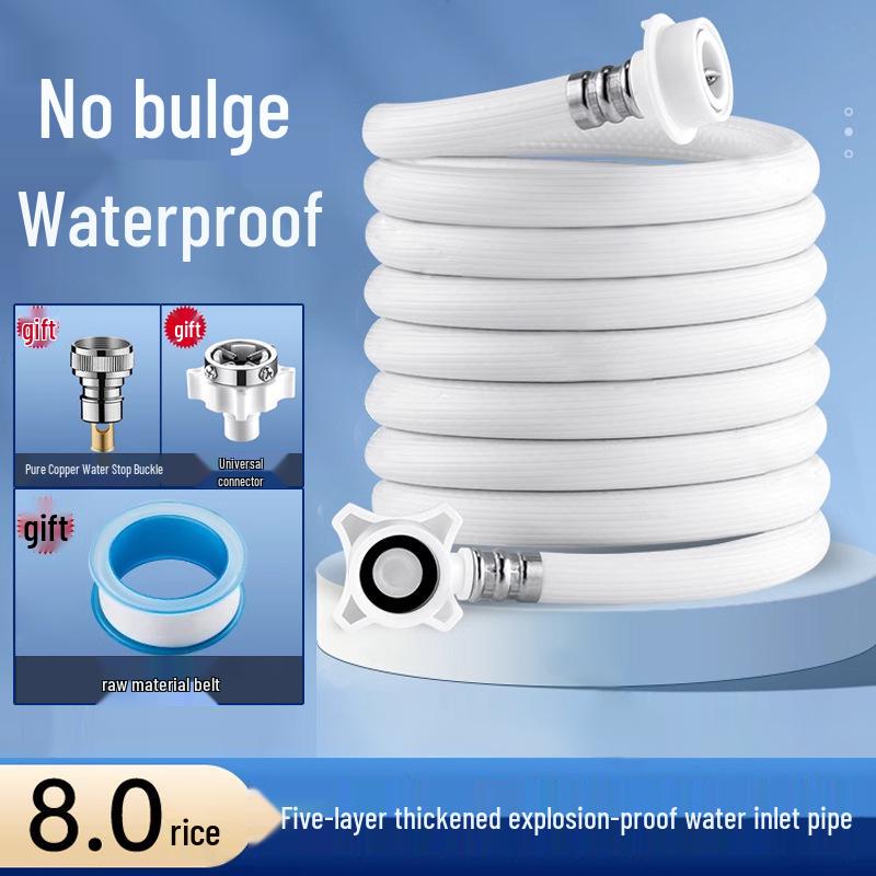 Fully Automatic Washing Machine Extended Inlet Hose with Agitator Drum, 4-Point Threaded Connection