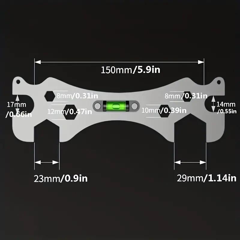Multifunctional Stainless Steel Bathroom Wrench Tool Shower Installation Hexagonal Level Faucet Angle Ruler Distance Measuring