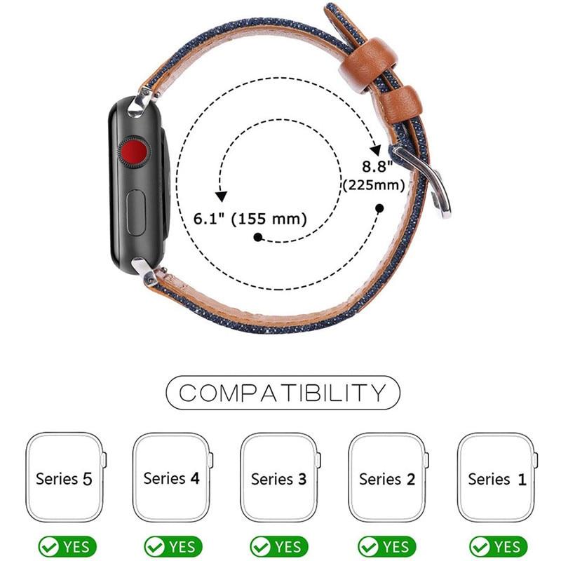 Strap for Apple Watch Band 49mm 45mm 44mm 40mm 41mm 42mm 38mm Denim Leather Wristband Bracelet for IWatch Ultra Series 8 7 6 5 4 3 SE
