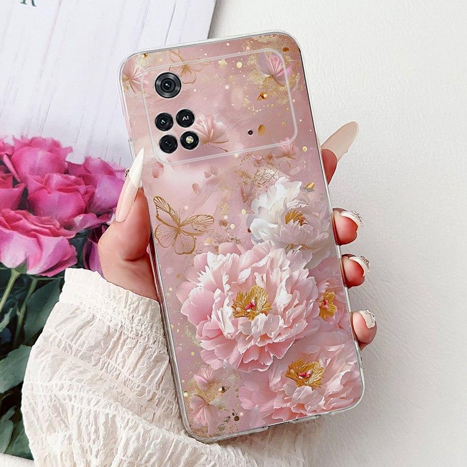 For Xiaomi Poco M4 Pro Elegant Floral Butterfly Phone Case For Xiaomi Poco M4 5G PocoM4 Pro 5G 4G Soft Silicone TPU Cases