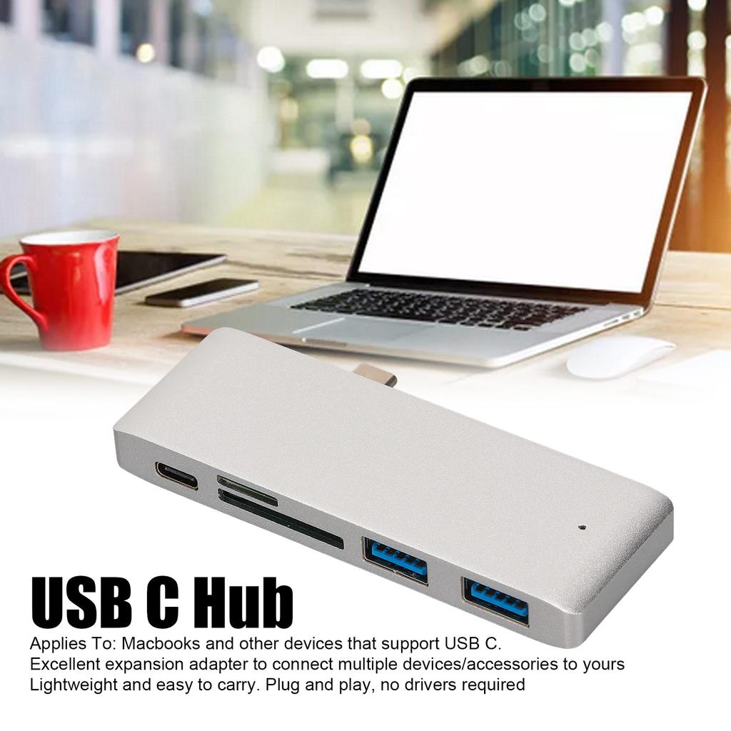 Přenosný USB C Hub 5 v 1 PD Rychlý Multi Port Rozšíření USB C Adaptér pro MacBooks pro Tablet