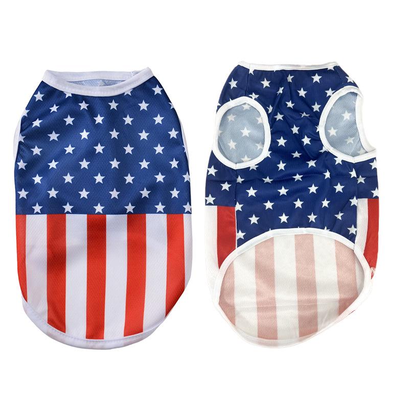 American Independence Day Breathable Dog Vest with National Flag Print