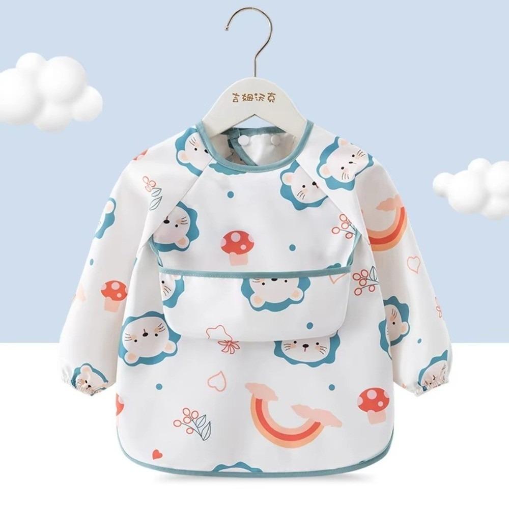 

Waterproof Child Feeding Bib Rice Pocket Feeding Blouse Long Sleeve Apron Soft Children s Feeding Smock Toddler Bibs 90 белый