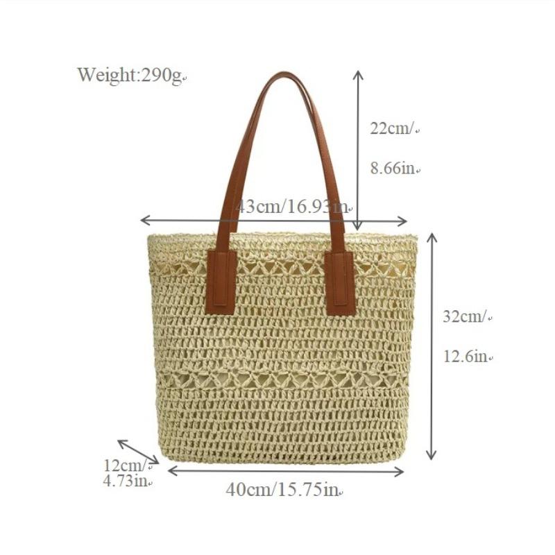 Versatile Hollow Straw Bag Shoulder Hand-woven Bag Large Capacity Tote Bag Seaside Vacation Beach Bag Women