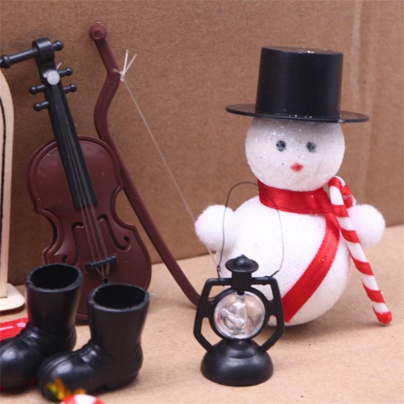 Christmas Dollhouse Decor Set Dollhouse Miniature Accessories Mini Tree Gift Boxes Snow men Decorations Party Supply