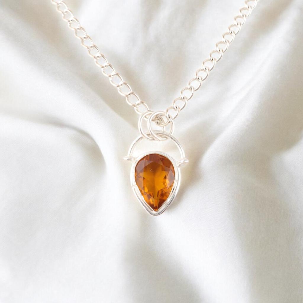 Citrine Gemstone 925 Sterling Silver Handmade Jewelry Pendant 1.01" Gift For Her PP-56-3