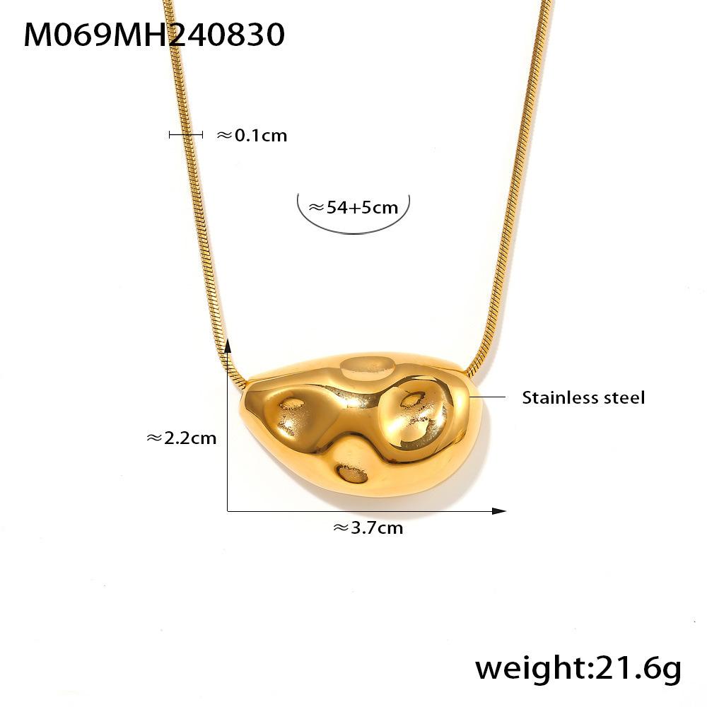 Minimalist 18K Gold Plated Snake Bone Necklace Trendy Geometric Rock Pendant Hip Hop Personality Stainless Steel Sweater Chain