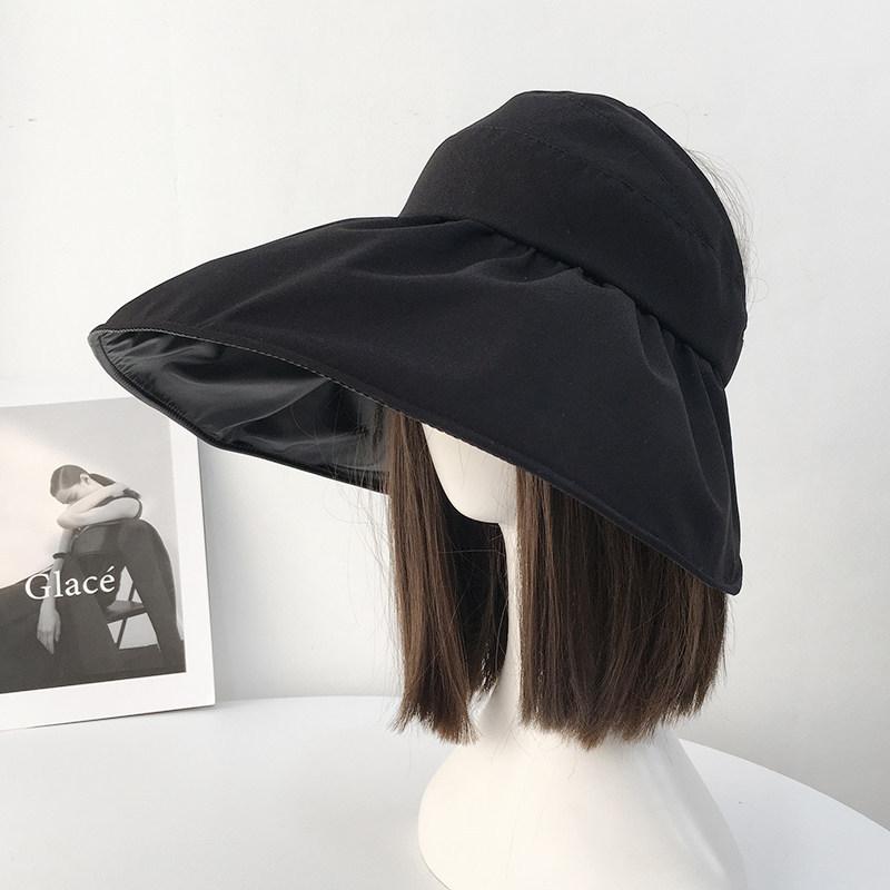 Vinyl Empty Top Sun Hat Women's Summer Sun Protection Hat UV Protection Face Bucket Hat Foldable Adjustment