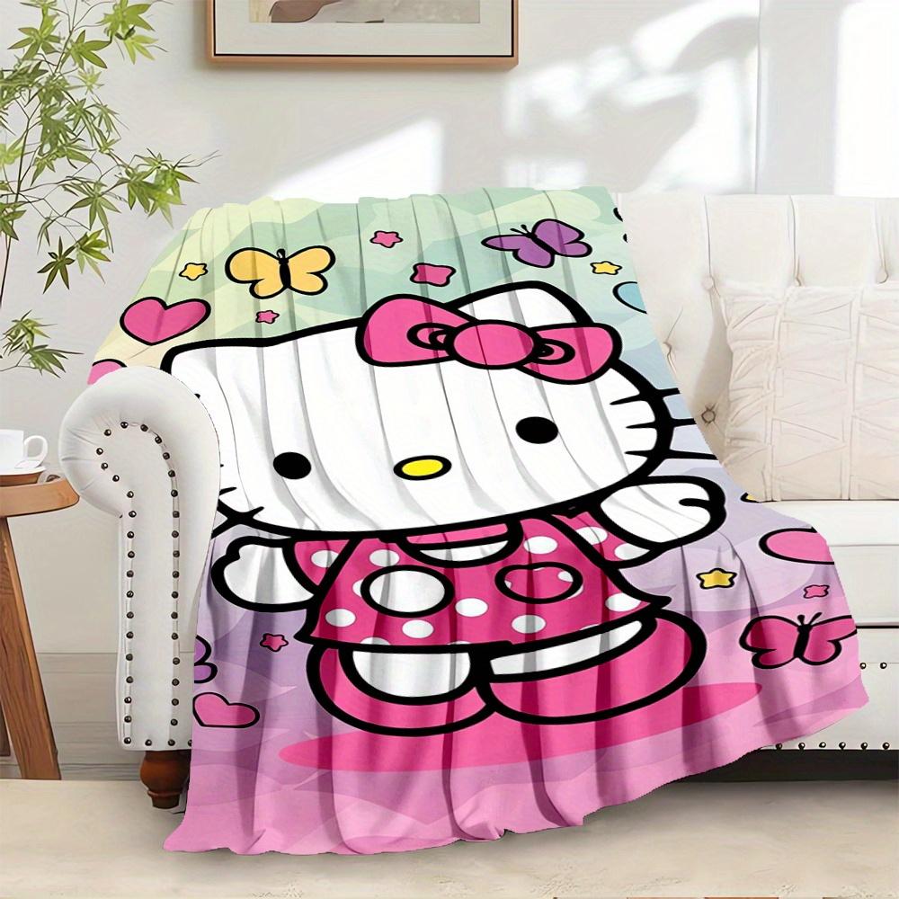 

1pc Hello Kitty, Polka Dots, Pastel ColorsDigital Print Fleece Blanket - Contemporary Style, Suitable for All Seasons, Perfect for Home, Tra 130x150cm