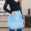 Kitchen Apron with Double Pockets Ruffle Trimmed Half Apron Adjustable Ties Western Pastry Work Clothes Apron