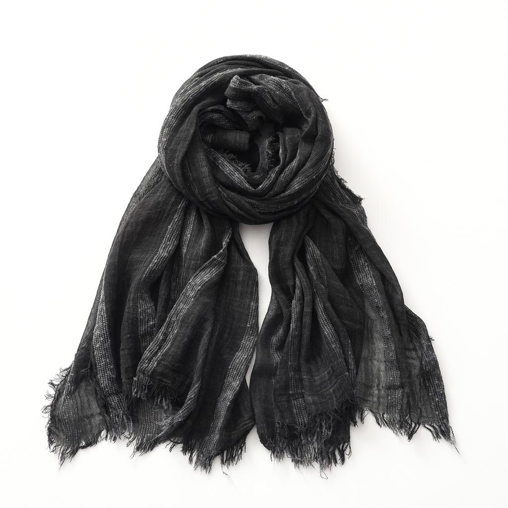 Cotton Linen Striped Scarf For Men Women Soft Warm Neckerchief Short Tassel Scarves Male Accessories Bufandas Shawls